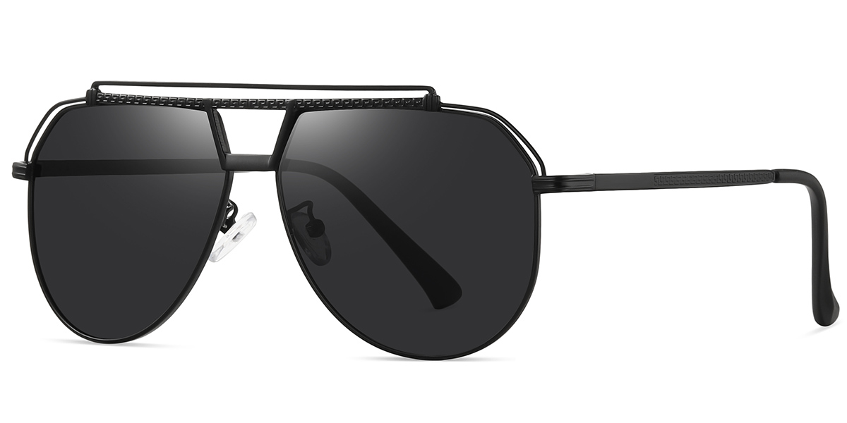 Aviator Geometric Sunglasses black+dark_grey_polarized