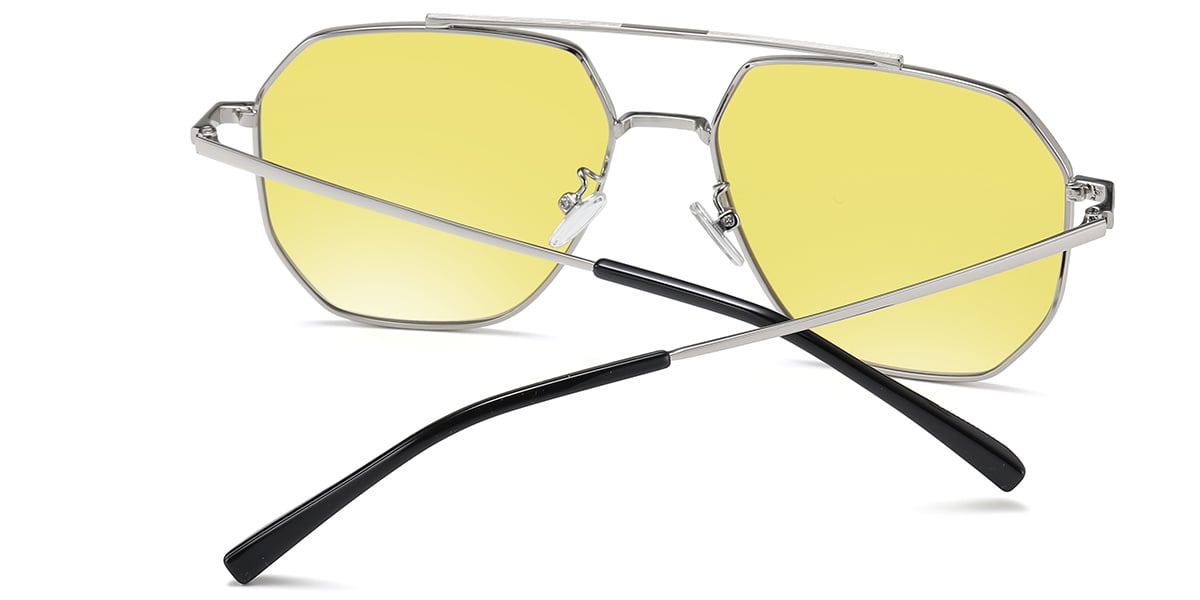 Aviator Geometric Sunglasses silver+yellow_polarized