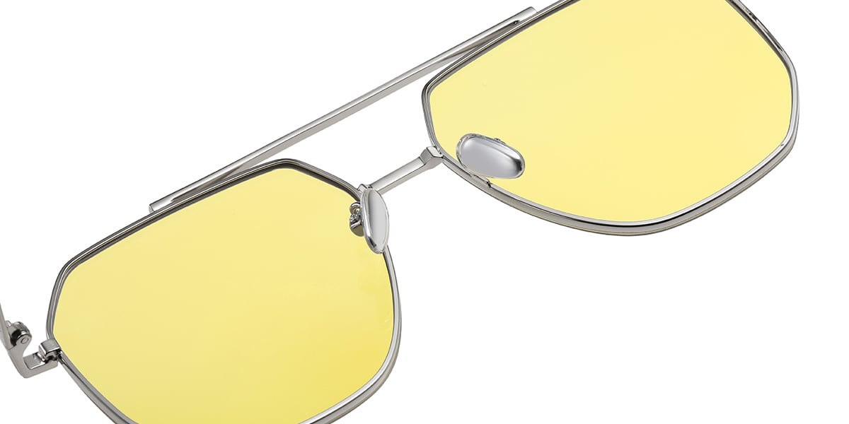 Aviator Geometric Sunglasses silver+yellow_polarized