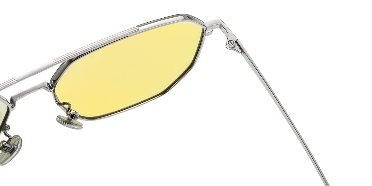 Aviator Geometric Sunglasses silver+yellow_polarized