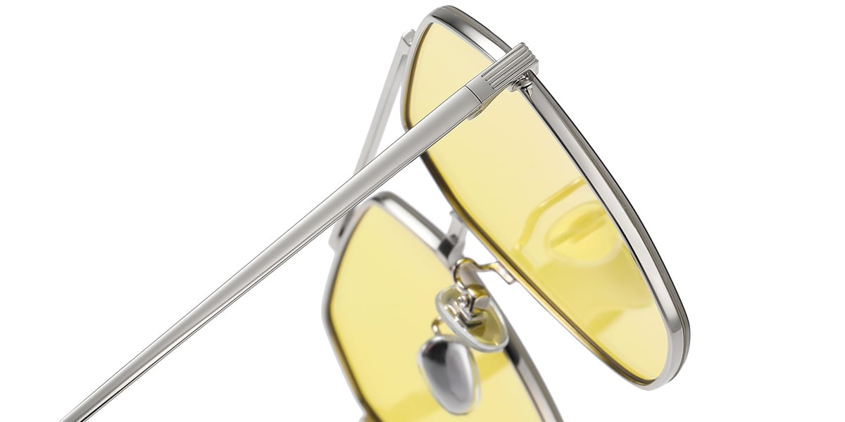 Aviator Geometric Sunglasses silver+yellow_polarized