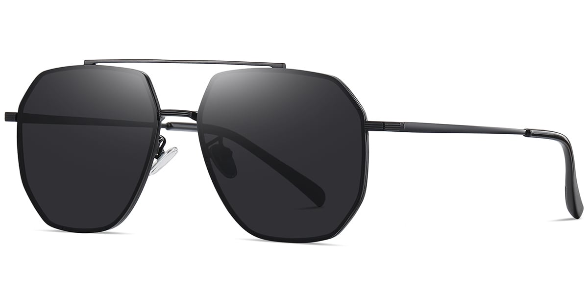 Aviator Geometric Sunglasses black+dark_grey_polarized