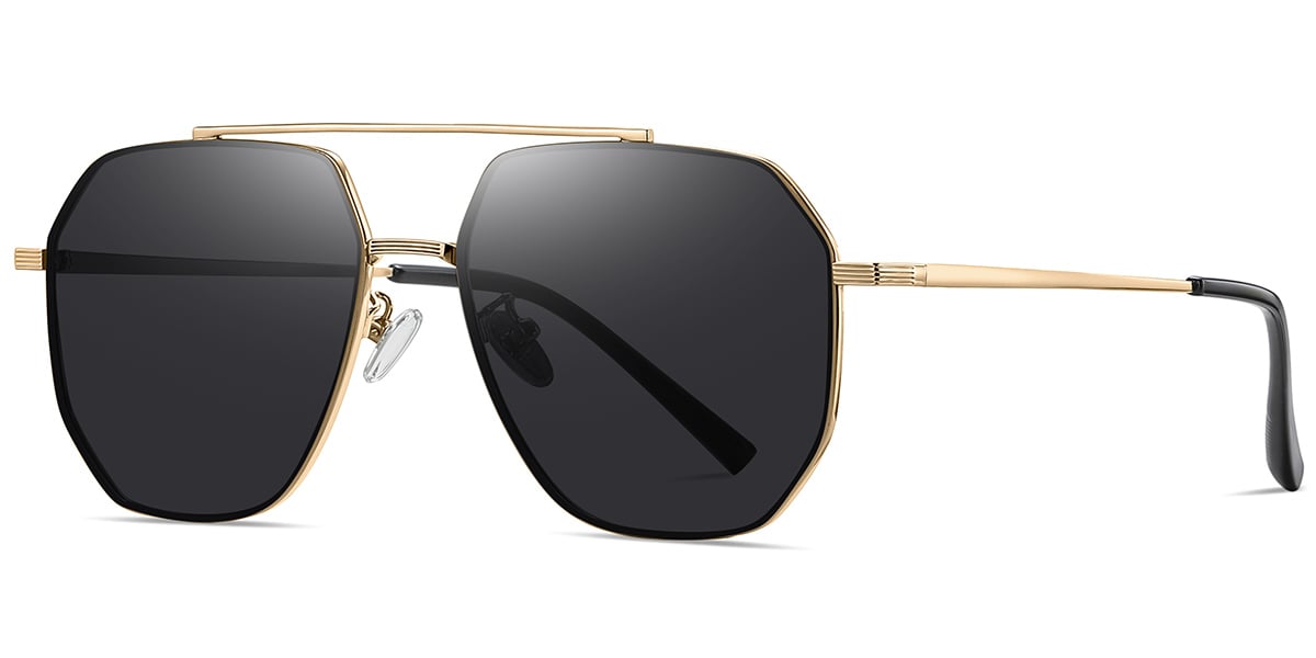 Aviator Geometric Sunglasses gold+dark_grey_polarized