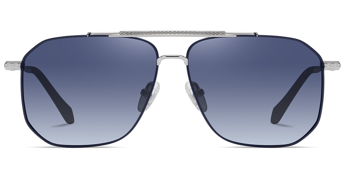 Aviator Geometric Sunglasses silver+gradient_blue
