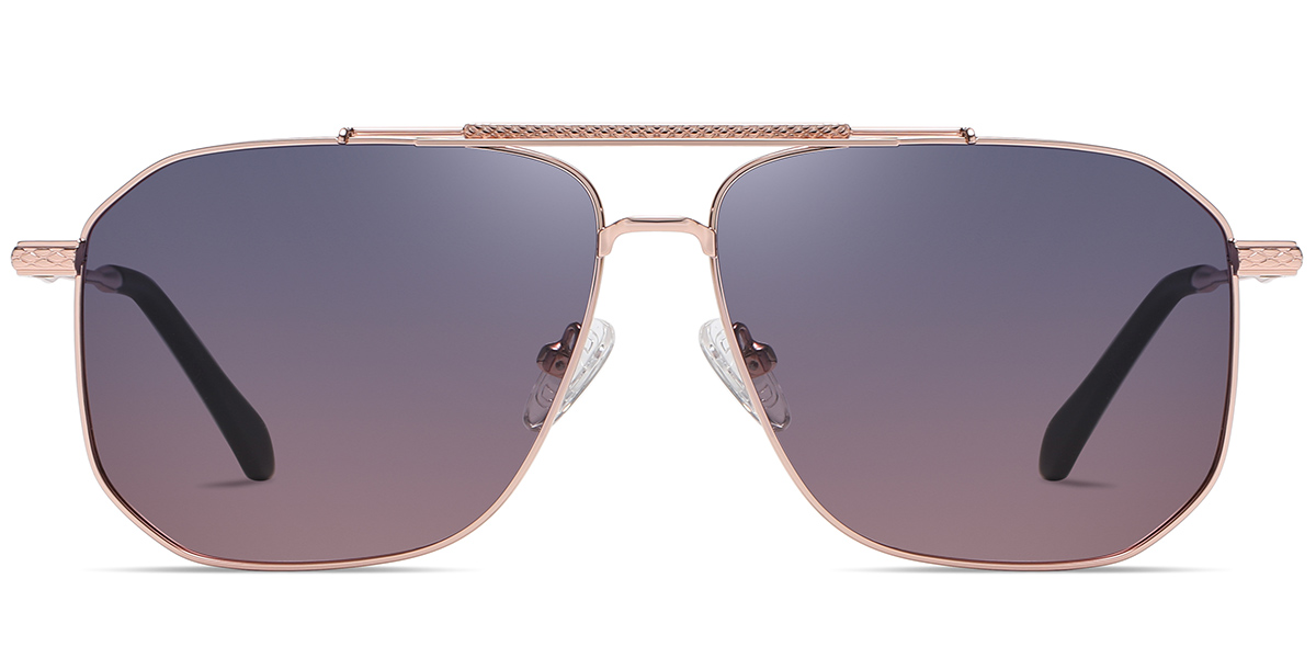 Aviator Geometric Sunglasses rose_gold+purple-pink