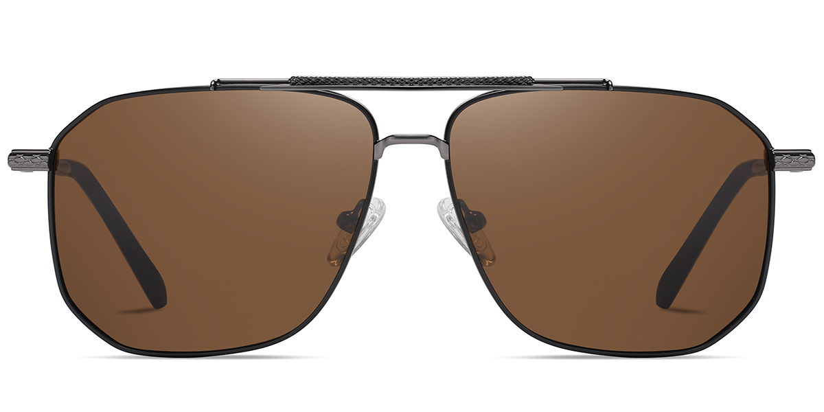 Aviator Geometric Sunglasses gun_metal+amber_polarized