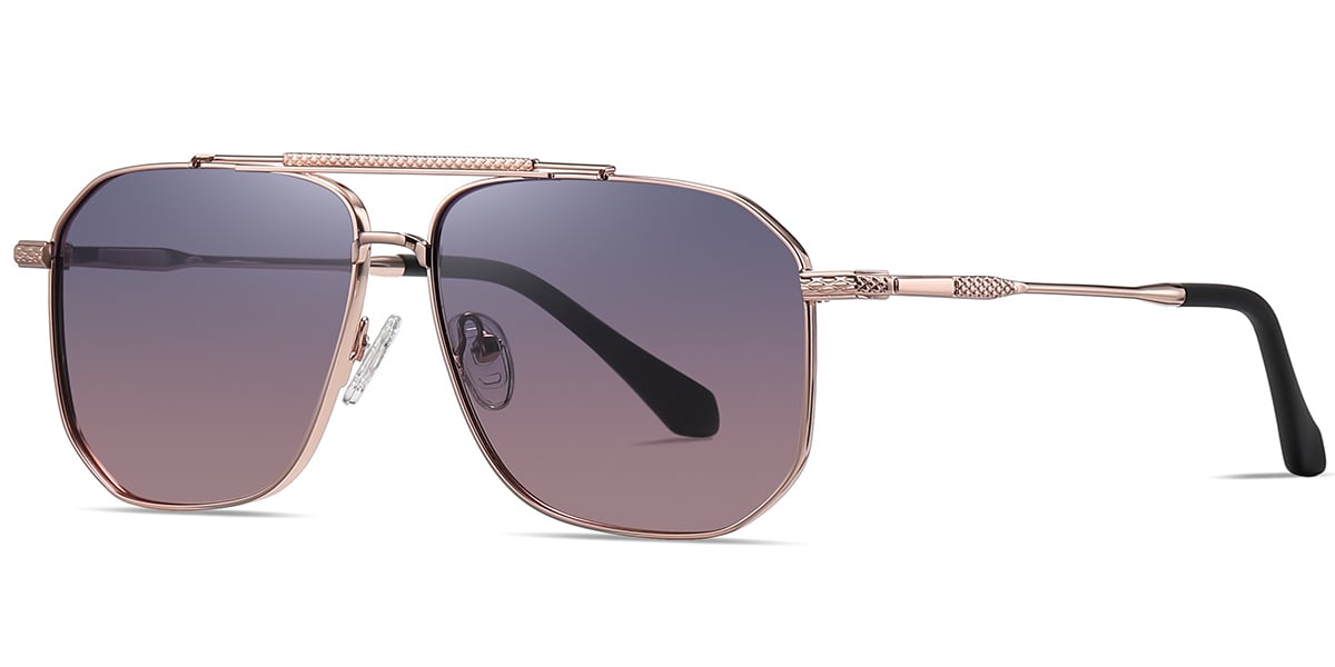 Aviator Geometric Sunglasses rose_gold+purple-pink