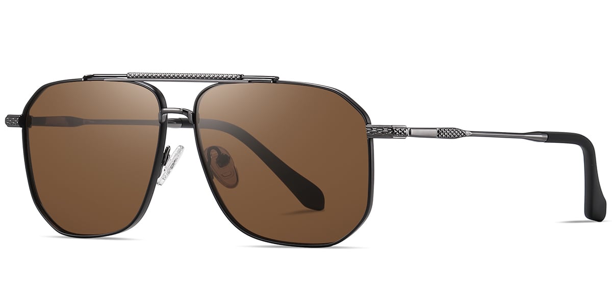 Aviator Geometric Sunglasses gun_metal+amber_polarized