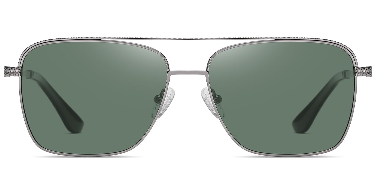 Men's Square Aviator Sunglasses gun_metal+dark_green_polarized