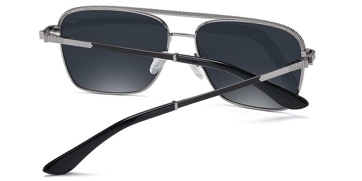 Men's Square Aviator Sunglasses gun_metal+dark_grey_polarized