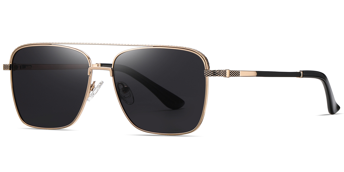 Men's Square Aviator Sunglasses gold+dark_grey_polarized