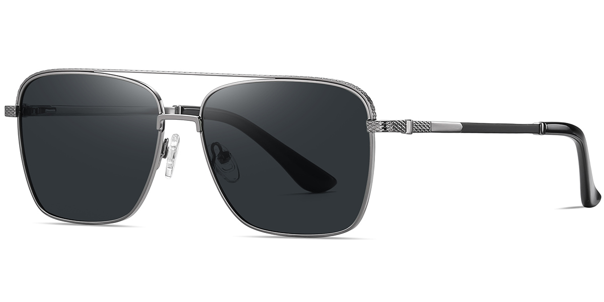 Men's Square Aviator Sunglasses gun_metal+dark_grey_polarized