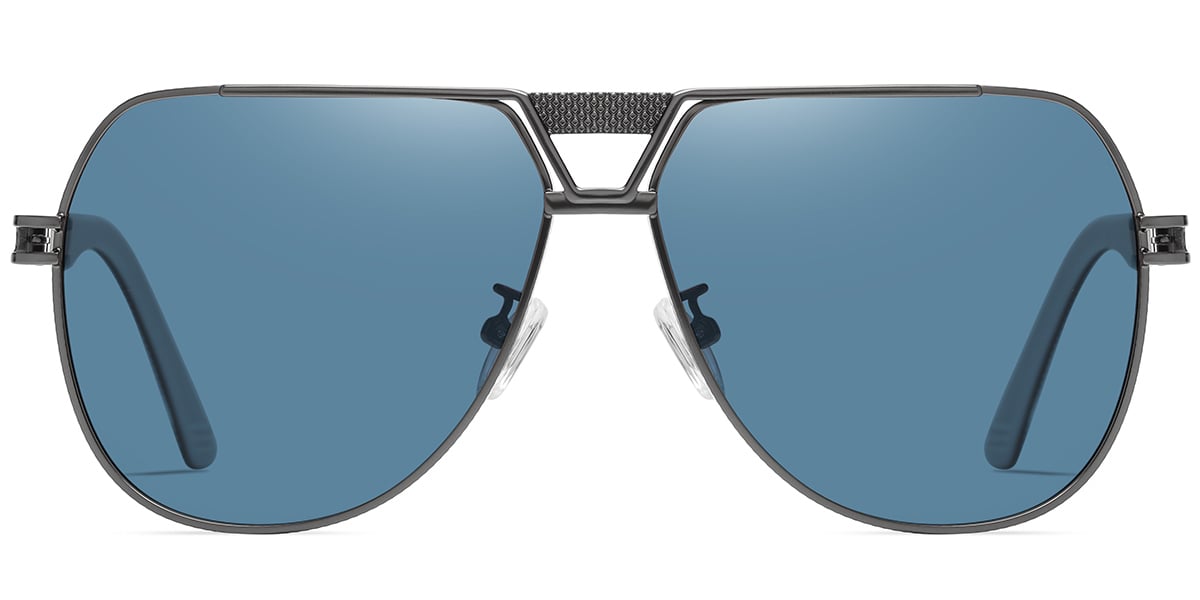 Men's Aviator Geometric Sunglasses gun_metal+light_blue