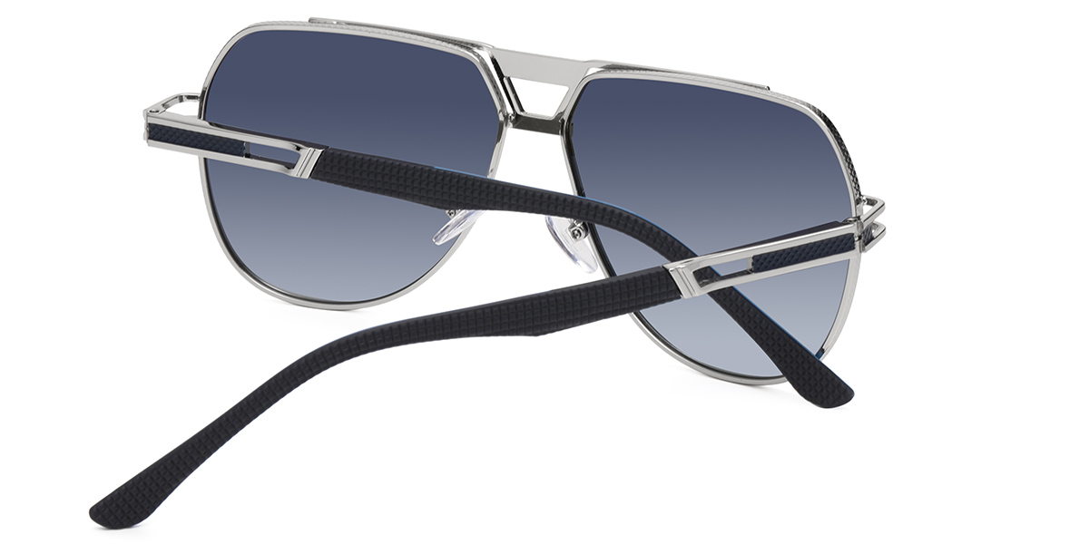 Men's Aviator Geometric Sunglasses black-silver+gradient_blue