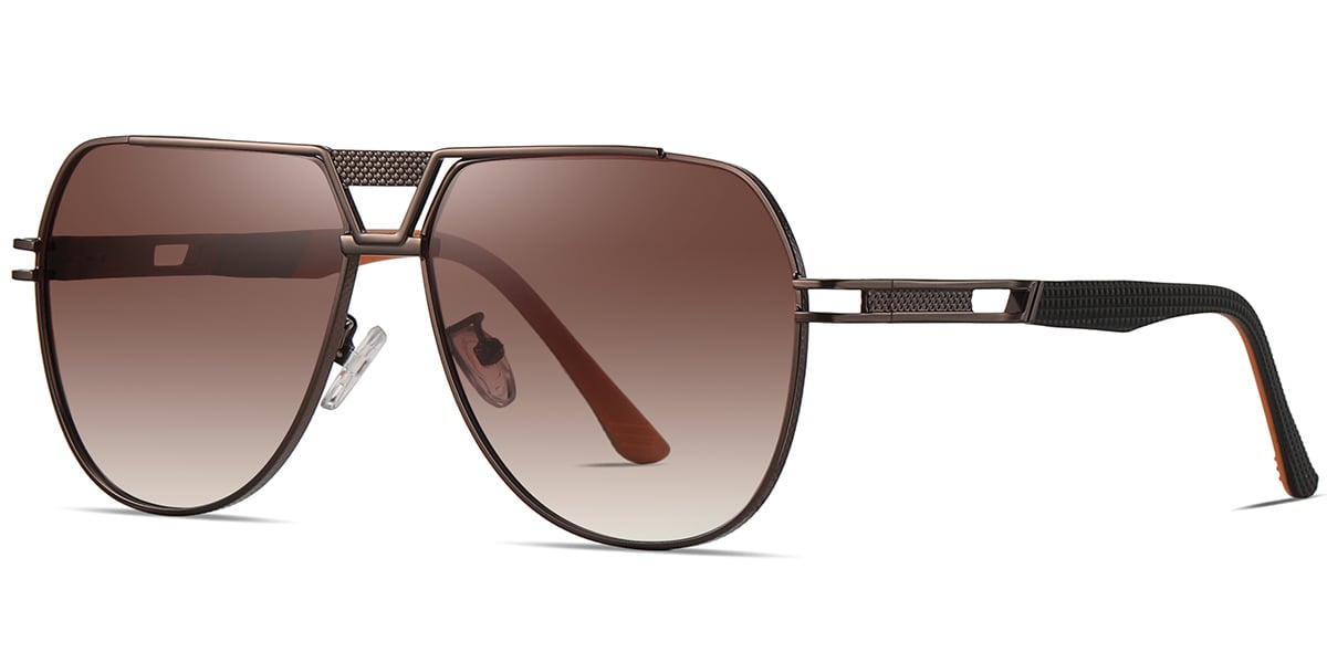 Men's Aviator Geometric Sunglasses brown+gradient_amber