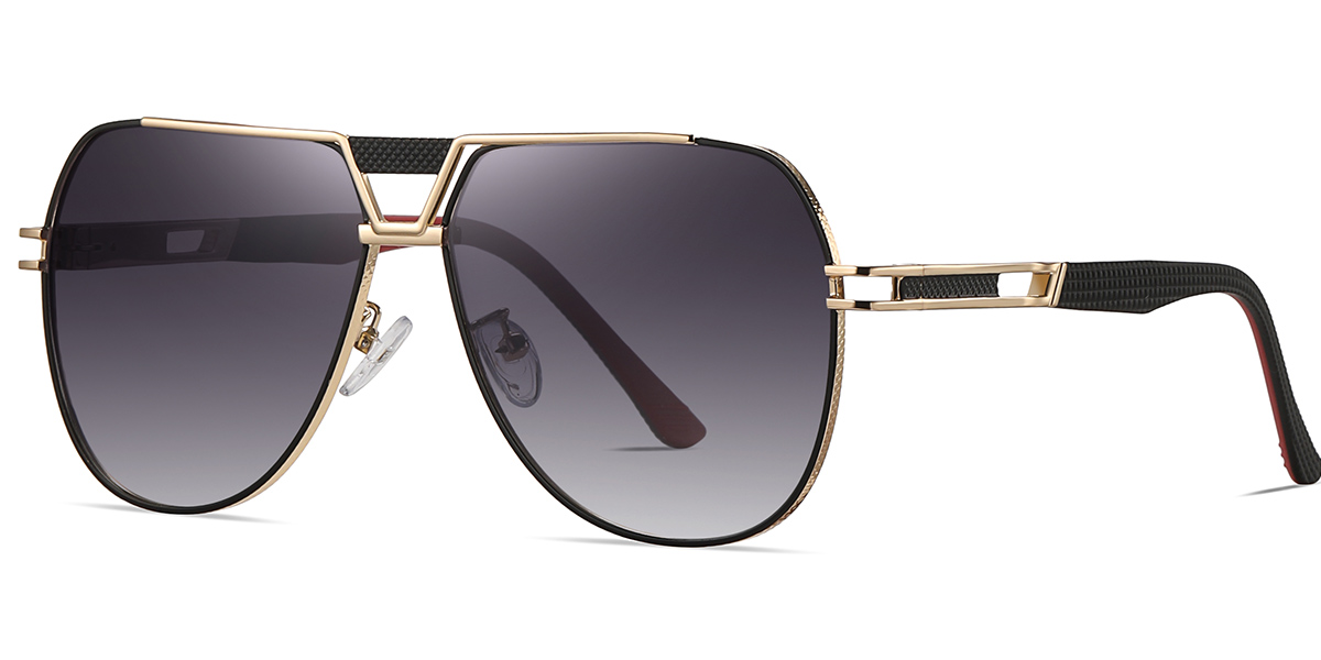 Men's Aviator Geometric Sunglasses black-gold+gradient_grey