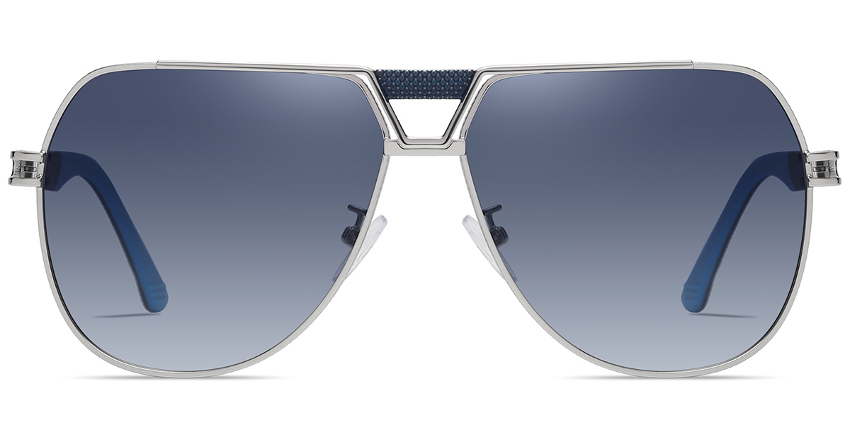 Men's Aviator Geometric Sunglasses black-silver+gradient_blue