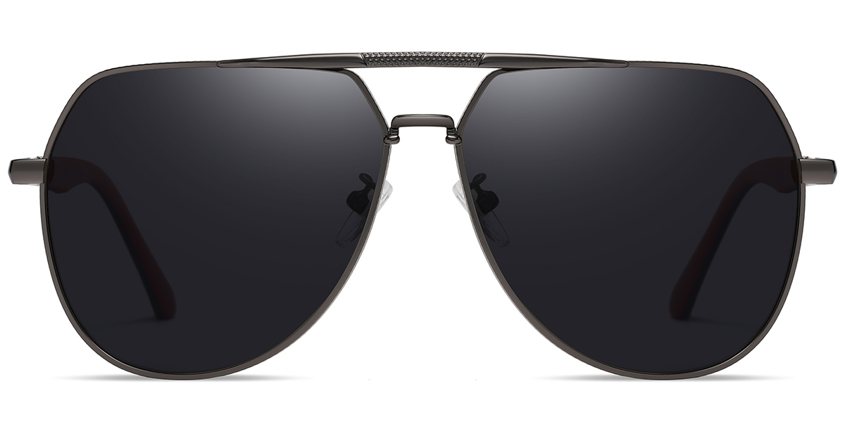 Men's Aviator Geometric Sunglasses gun_metal+dark_grey_polarized