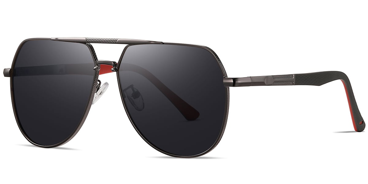 Men's Aviator Geometric Sunglasses gun_metal+dark_grey_polarized