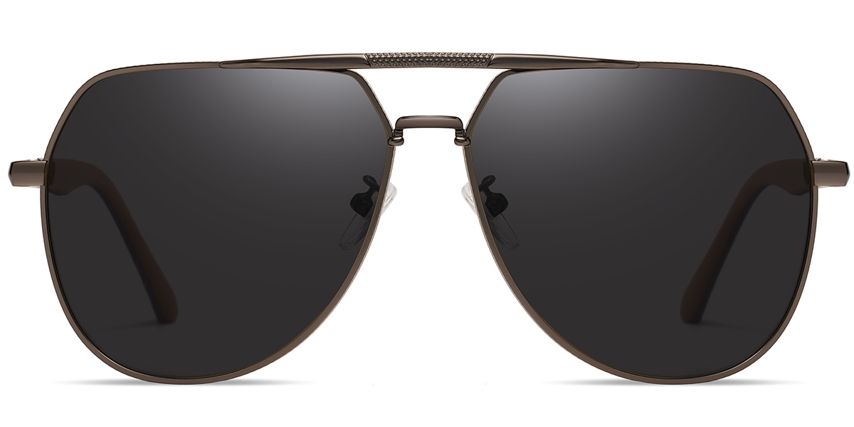 Men's Aviator Geometric Sunglasses brown+dark_grey_polarized