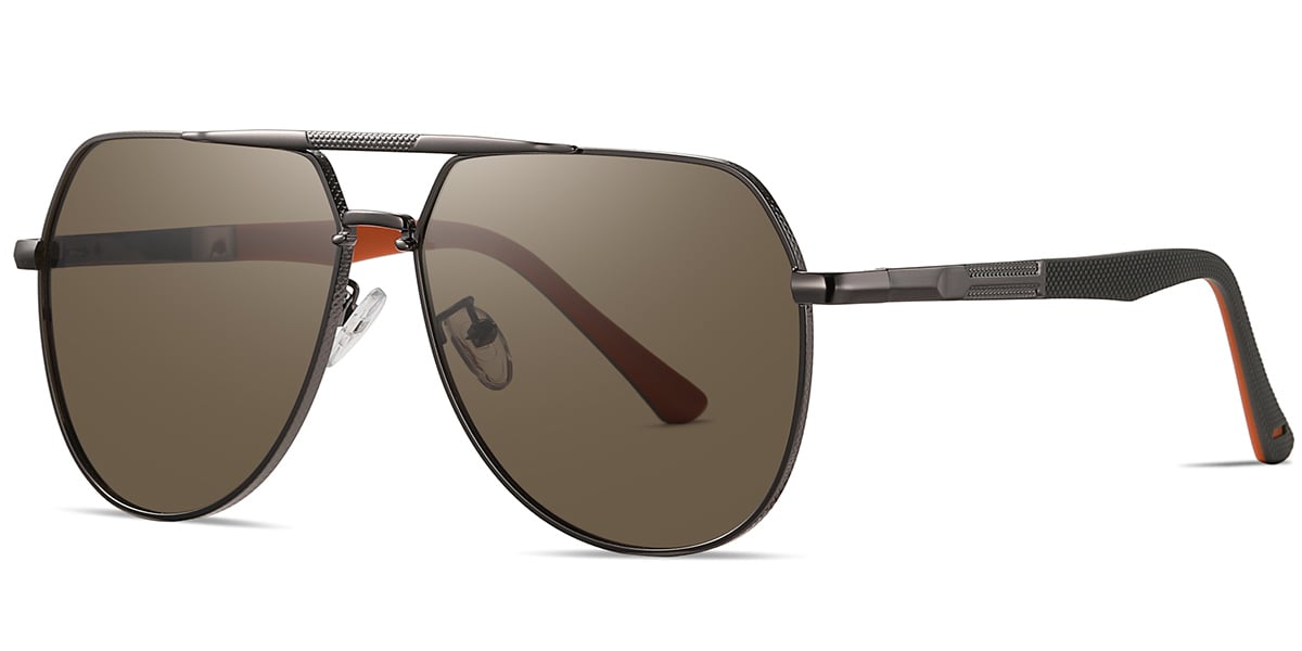 Men's Aviator Geometric Sunglasses gun_metal+amber_polarized