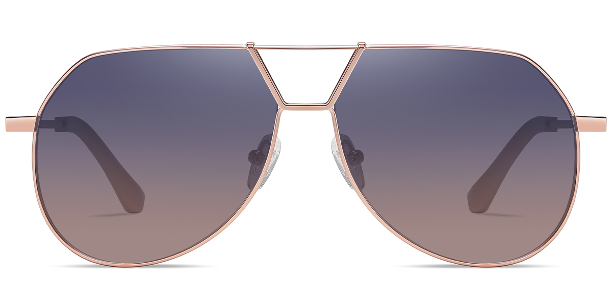 Aviator Geometric Sunglasses rose_gold+blue-pink
