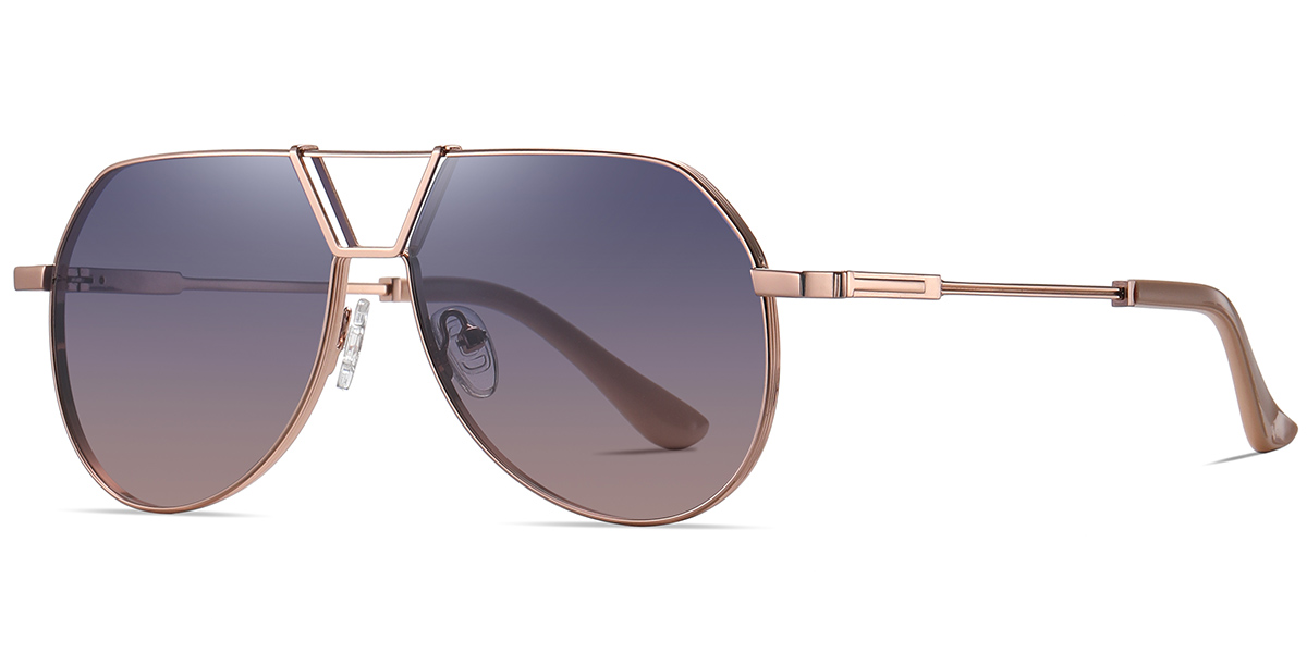 Aviator Geometric Sunglasses rose_gold+blue-pink
