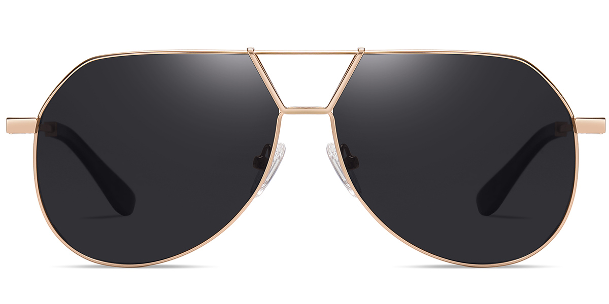 Aviator Geometric Sunglasses gold+dark_grey_polarized