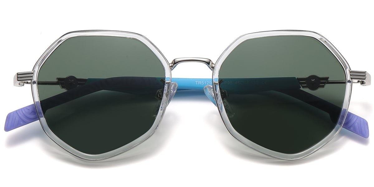 Kid‘s Geometric Sunglasses translucent+dark_green_polarized