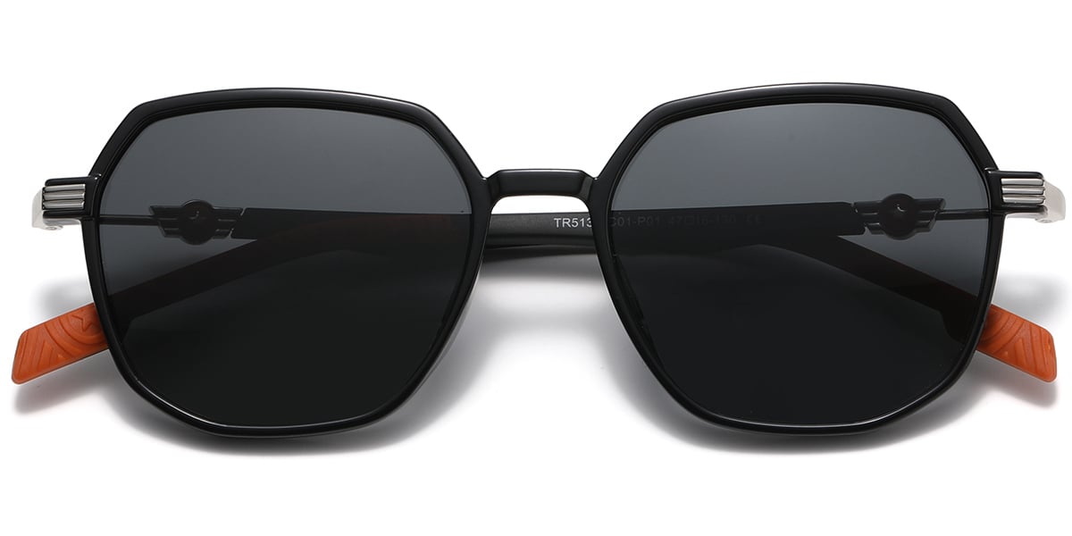 Kid's Geometric Sunglasses black+dark_grey_polarized