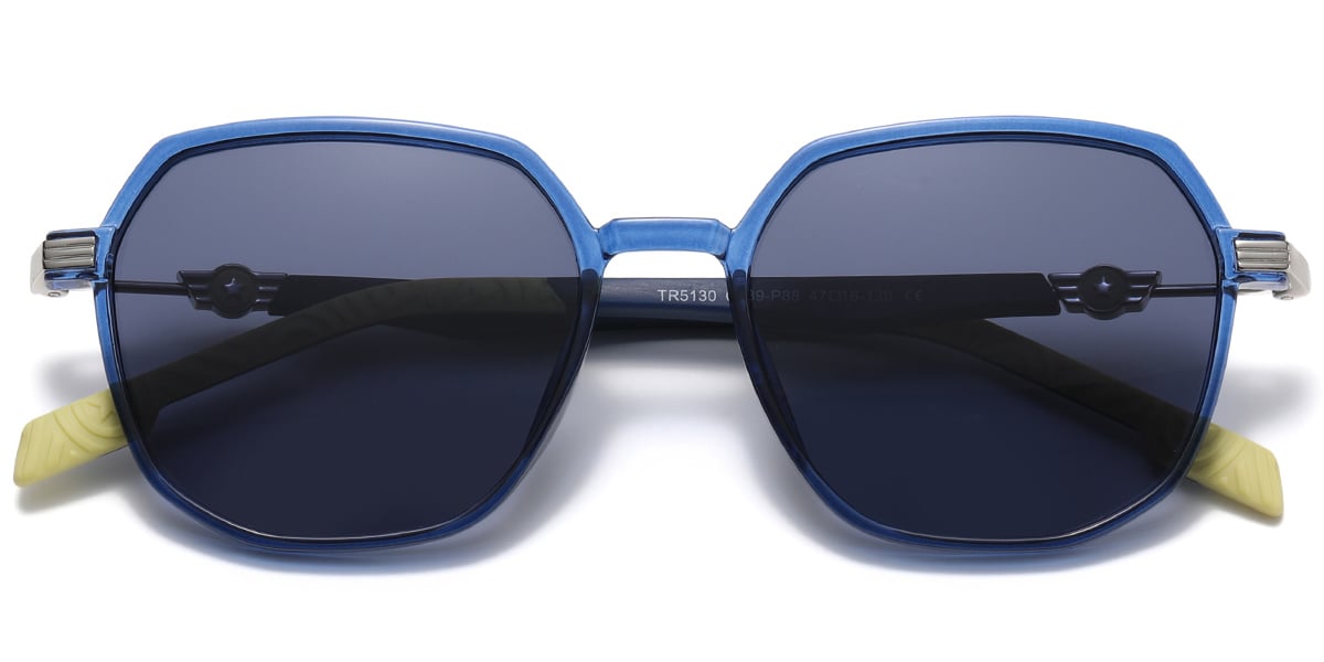 Kid's Geometric Sunglasses translucent-blue+dark_blue