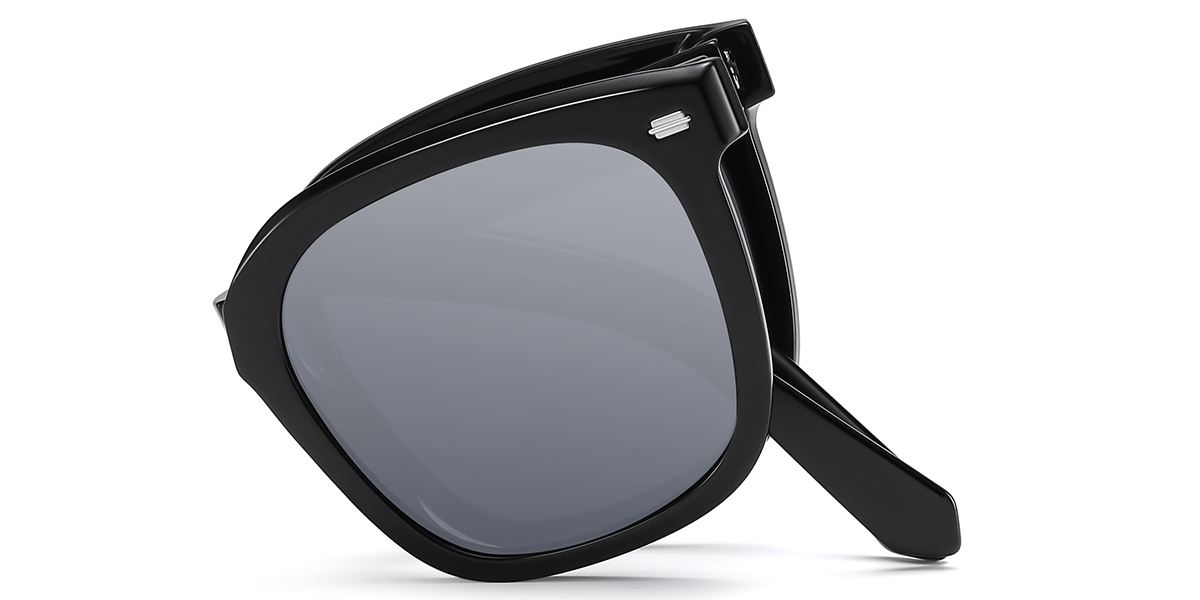 Square Sunglasses black+mirrored_silver_polarized