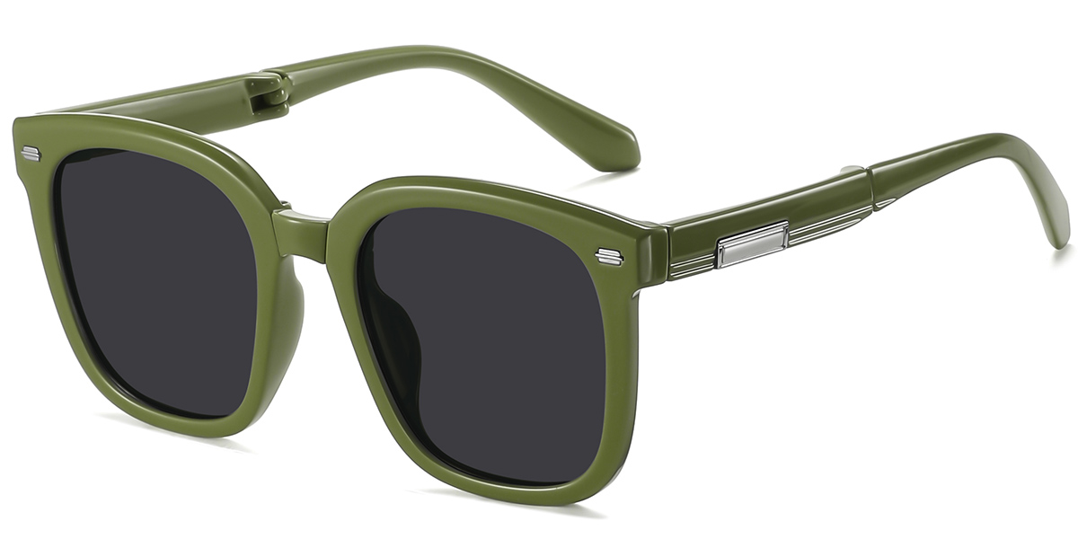 Square Sunglasses green+dark_grey_polarized