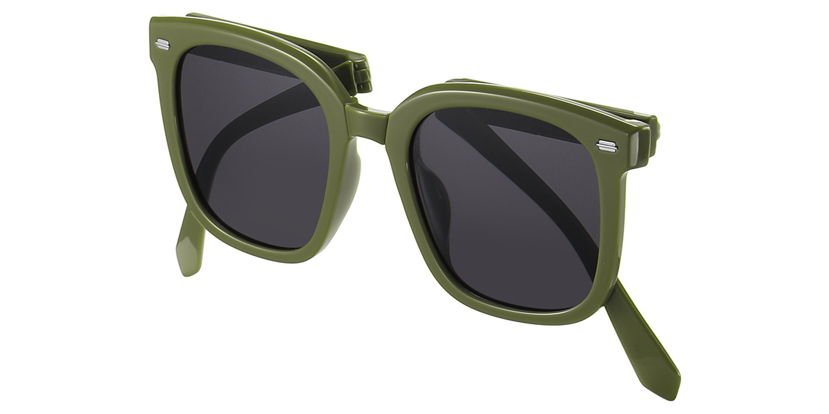 Square Sunglasses green+dark_grey_polarized