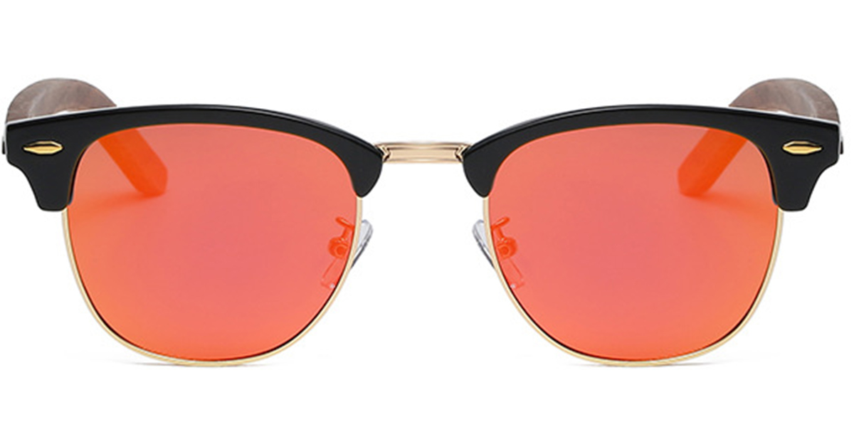 Square Sunglasses black-gold+mirrored_orange_polarized