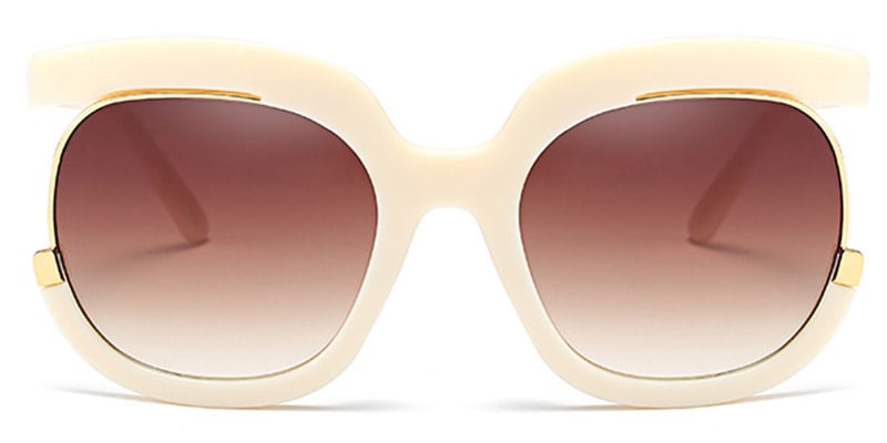 Round Sunglasses white+gradient_amber