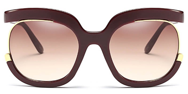 Round Sunglasses wine_red+gradient_amber