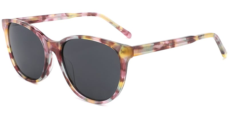 Acetate Square Sunglasses pattern-pink+dark_grey_polarized