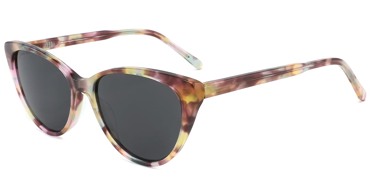 Acetate Cat Eye Sunglasses translucent-rose+dark_grey_polarized