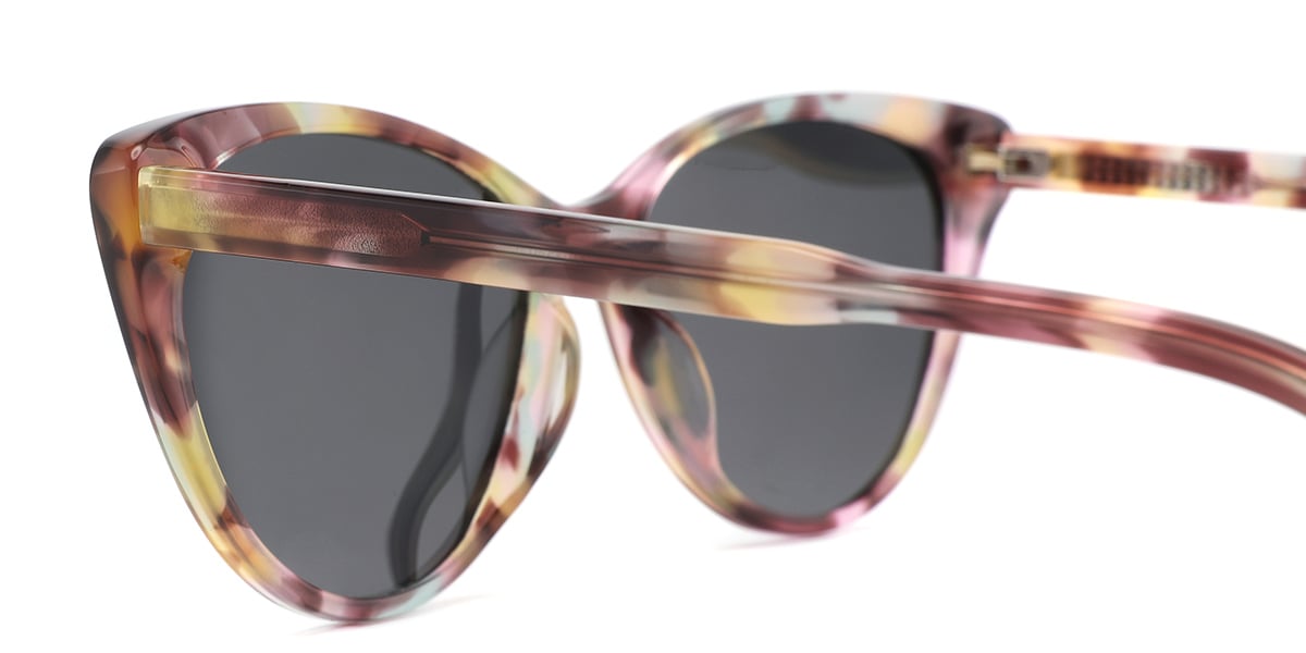 Acetate Cat Eye Sunglasses translucent-rose+dark_grey_polarized