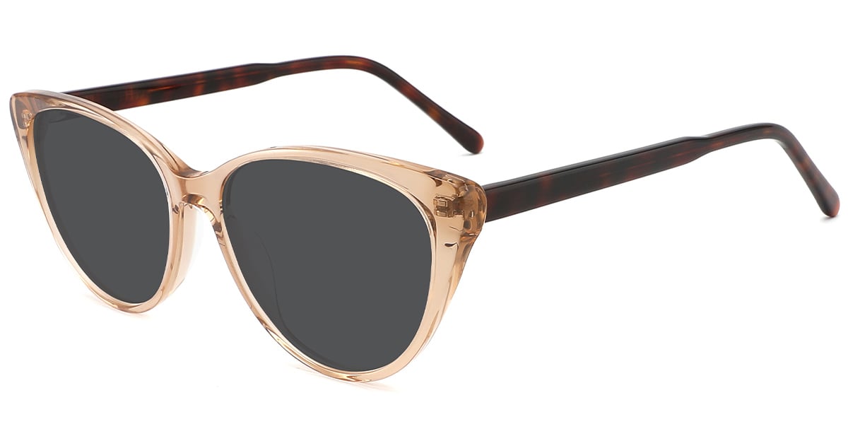 Acetate Cat Eye Sunglasses translucent-light_brown+dark_grey_polarized