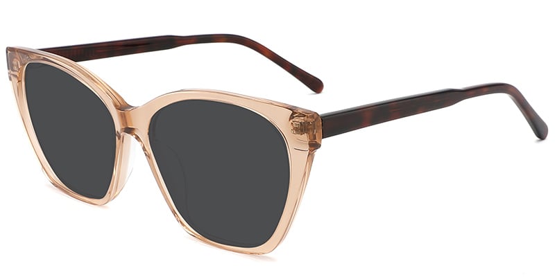 Acetate Square Sunglasses translucent-brown+dark_grey_polarized