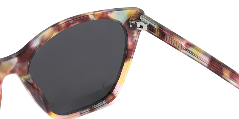 Acetate Square Sunglasses pattern-pink+dark_grey_polarized