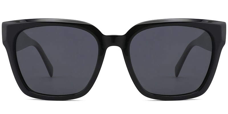 Acetate Square Sunglasses black+dark_grey_polarized