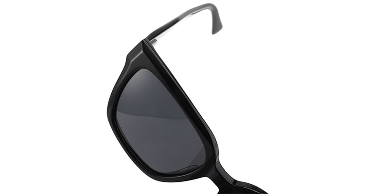 Acetate Square Sunglasses black+dark_grey_polarized