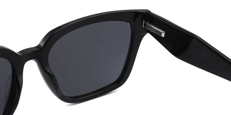 Acetate Square Sunglasses black+dark_grey_polarized