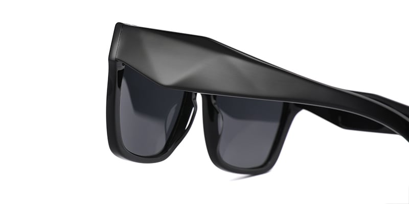 Acetate Square Sunglasses black+dark_grey_polarized