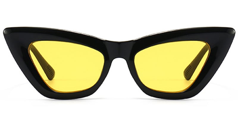 Cat Eye Sunglasses matte-black+yellow