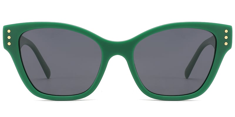 Acetate Square Cat Eye Sunglasses green+dark_grey_polarized