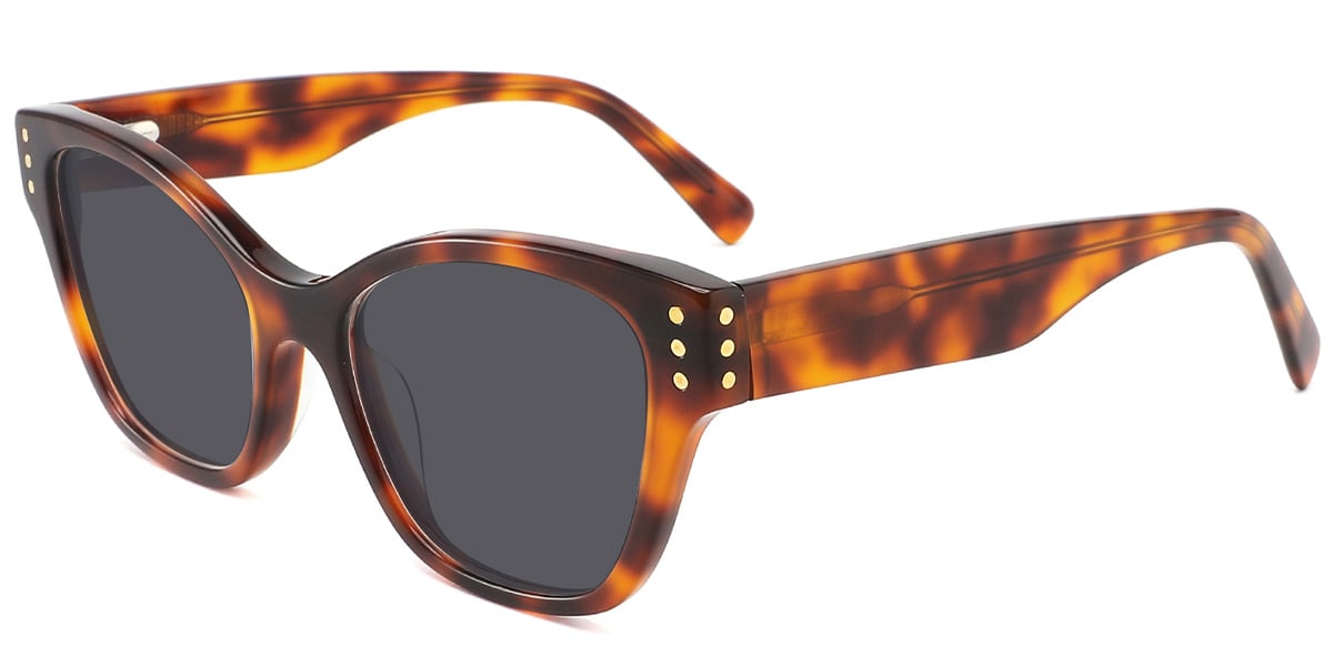 Acetate Square Cat Eye Sunglasses tortoiseshell+dark_grey_polarized